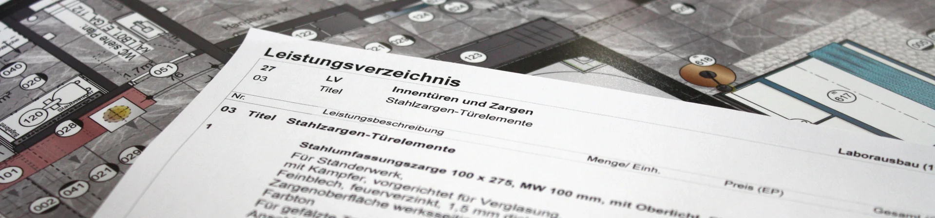 Leistungsverzeichnis mit Ausschreibungstexten für Stahlzargen