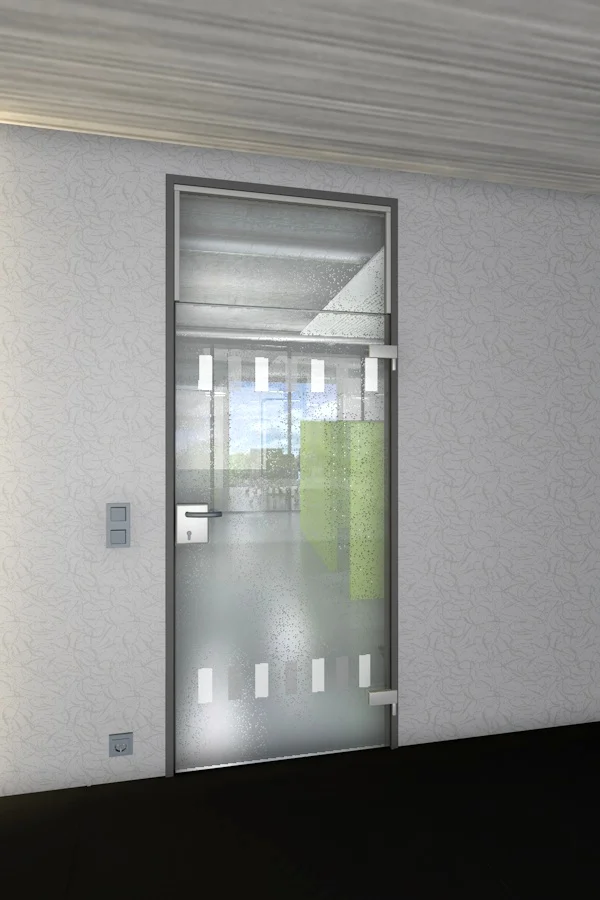 Glasblendenzarge mit Ganzglastür und Glasblende